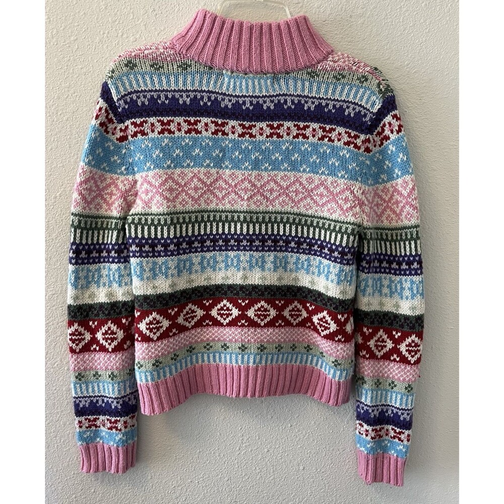 Vintage Y2K Cardigan Sweater Girls XL Fair Isle Full Zip Colorful Ski So Real - Picture 9 of 15